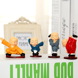 武术公仔功夫少林四小和尚家居汽车摆件手办玩具娃娃模型树脂玩偶