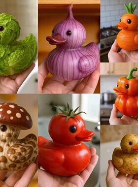 跨境新品Whimsical Vegetable Duck奇思妙想的蔬菜鸭树脂工艺摆件