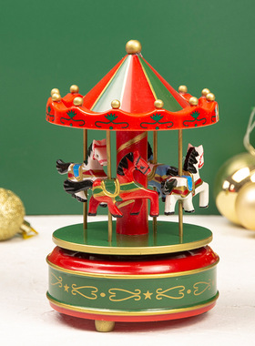 带音乐旋转木马蛋糕摆件 音乐盒儿童生日装饰配件diy创意派对