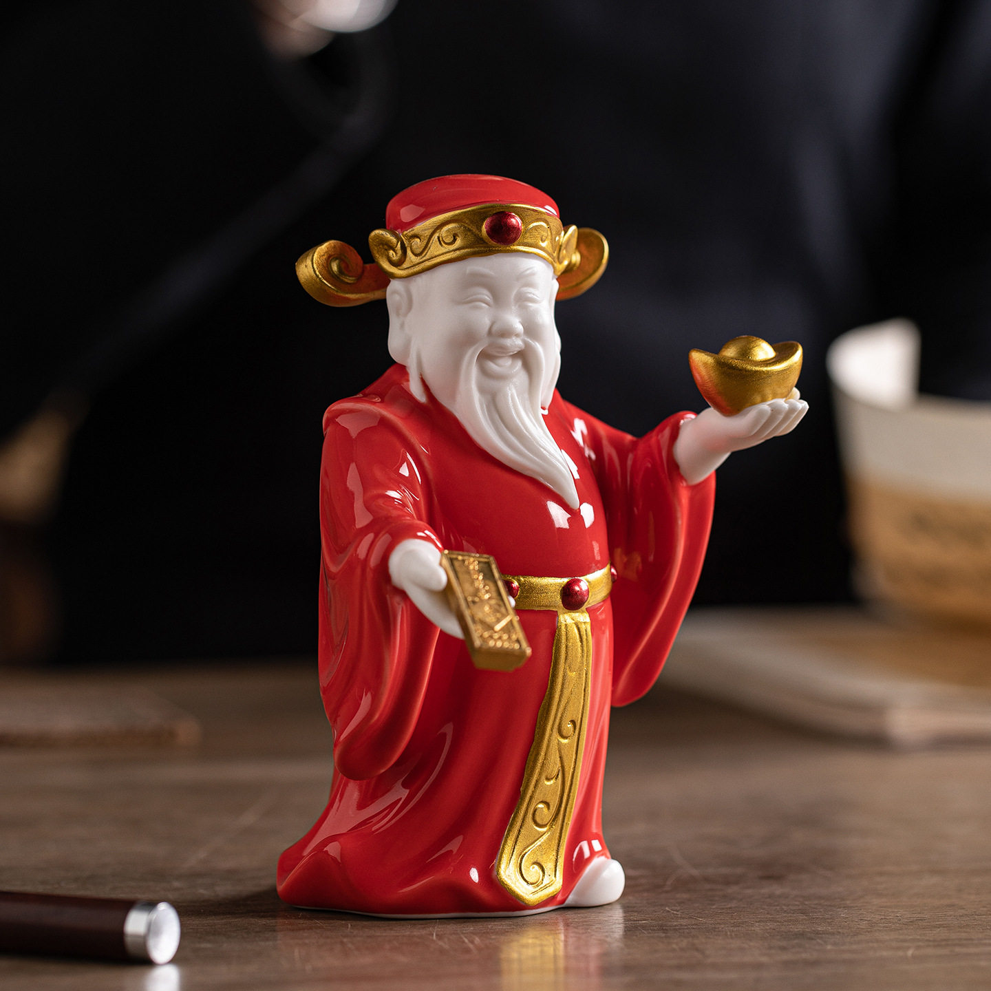 财神爷摆件招财开业礼物客厅2026新款旺宅酒柜电视柜店铺乔迁装饰