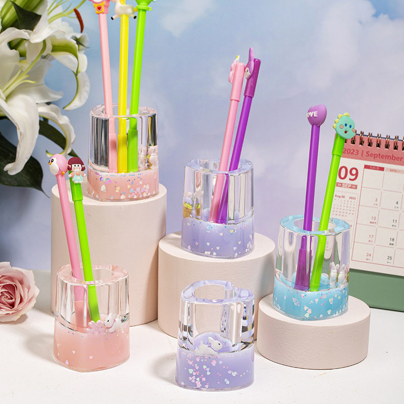 个性卡通油滴沙漏少女心笔筒桌面摆件减压玩具儿童生日礼物礼品