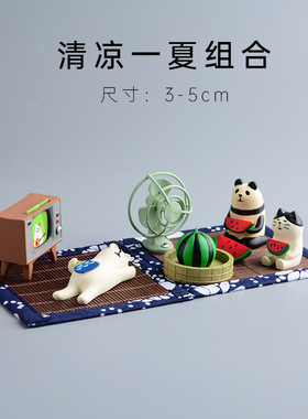 日式猫咪榻榻米摆件午后憩意ins可爱迷你小猫睡觉生活治愈小摆物