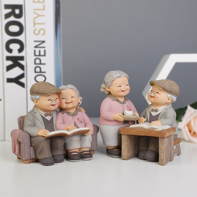 创意生日礼物老人老头老太太家居装饰品小摆件爷爷奶奶白头偕老