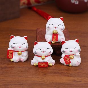 迷你招财小猫咪打工人工位解压摆件可爱桌面车载装饰品治愈系礼品