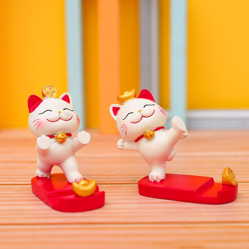 可爱招财猫懒人手机支架摆件