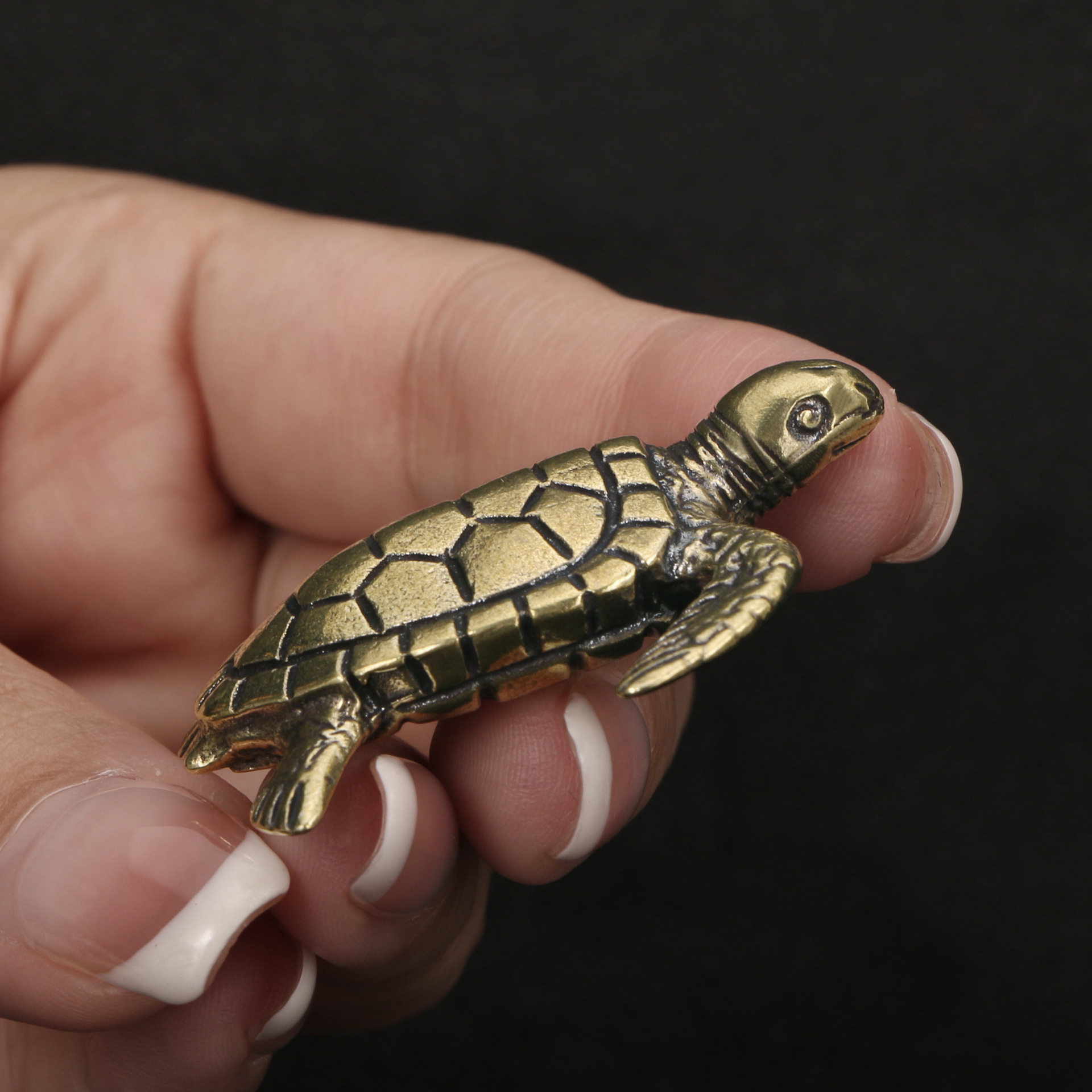 做旧手工黄铜乌龟铜摆件仿古创意茶宠办公室桌面铜金属工艺品收藏