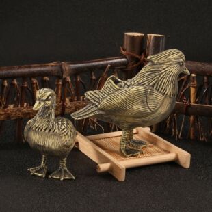 仿古董黄铜鸳鸯摆件情侣夫妻恩爱寓意美好鸟摆设卧室婚房装饰收藏