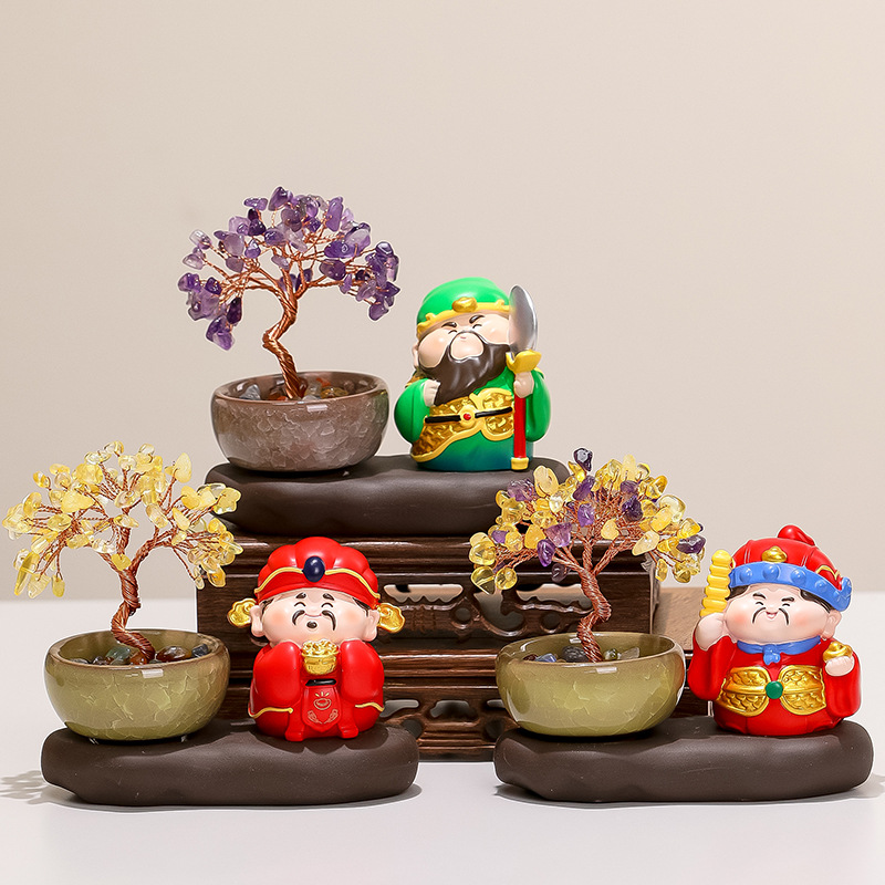 五路财神爷摆件办公室桌面电脑工位装饰品生日礼物男士实用送爸爸