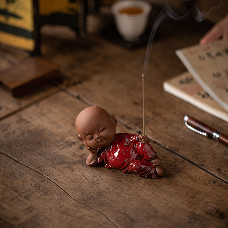 创意中式禅意小和尚茶宠摆件精品 可养窑变茶桌茶玩配件香道香炉,家居饰品,桌面摆件,淘宝优惠券,粉丝福利购,淘宝优惠卷