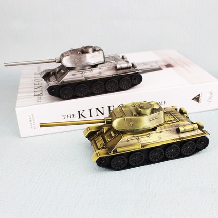 T34坦克模型迷你仿真合金摆件手办成品全金属小玩具车铁苏联虎式
