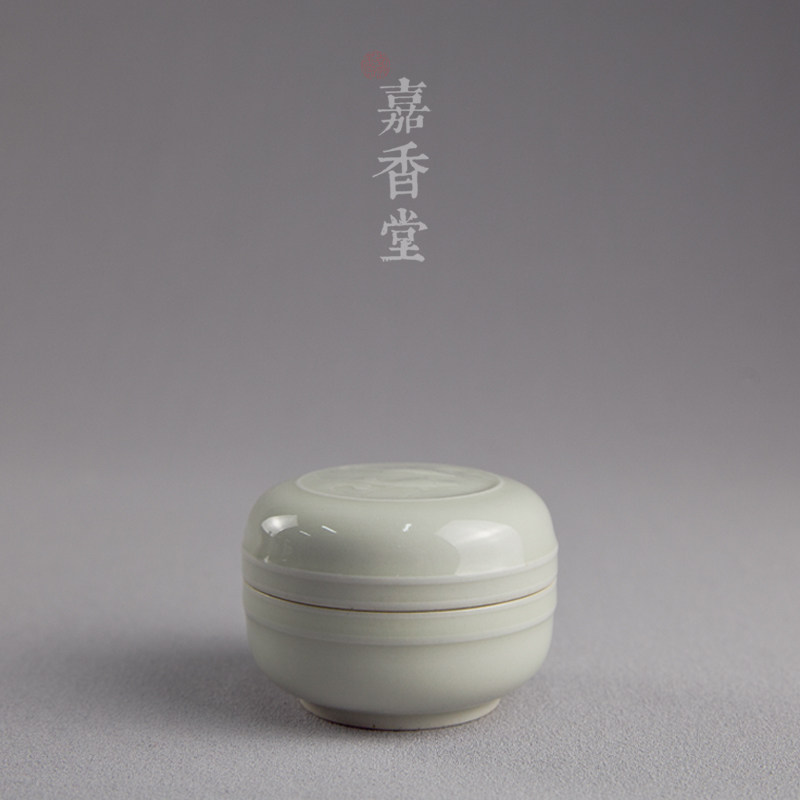 双鱼仿宋香粉盒草木灰釉手工制作