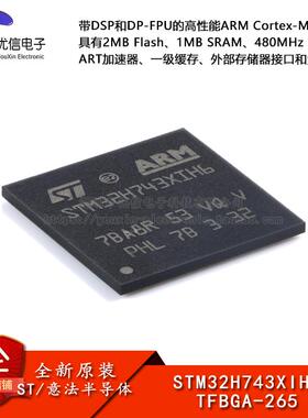原装STM32H743XIH6 TFBGA-265带DSP和DP-FPU性能ARM Cortex-M7MCU