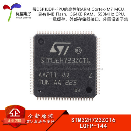 原装STM32H723ZGT6 LQFP-144 ARM Cortex-M7 32位微控制器-MCU