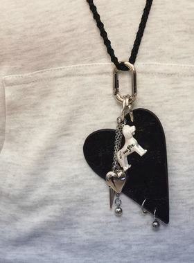 爱心小狗化妆镜编织长项链