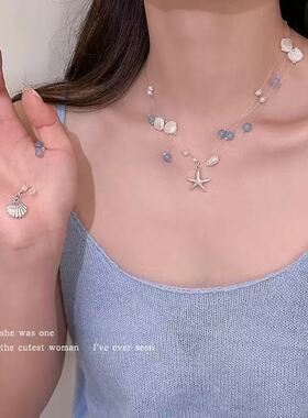 海星贝壳串珠项链女款2025新款叠戴锁骨链颈链高级感轻奢小众配饰