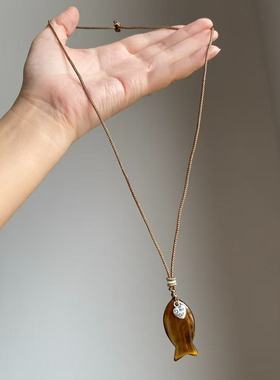 小众设计感复古做旧小鱼项链