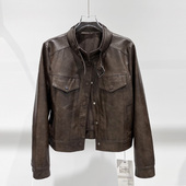 美拉德皮衣外套女春秋2025年新款 立领潮流皮夹克百搭机车服上衣