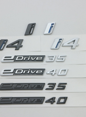 适用于宝马i4车标eDrive 40字标排量标eDrive 35车标后尾标黑色贴