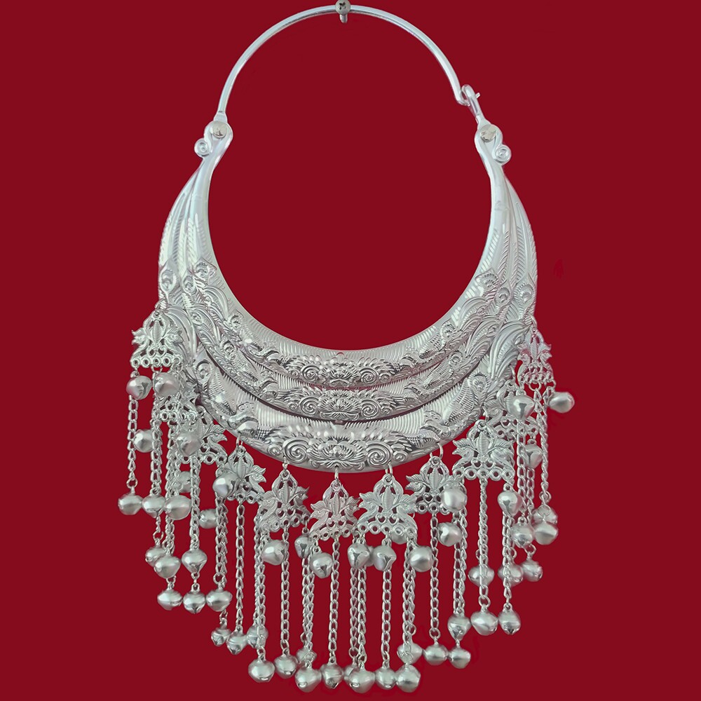 苗族侗族项圈复古新款苗族孔雀舞项链土家族银饰品民族风苗银项圈