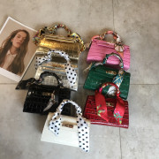 极简主义 凯莉包迷你斜跨小包包鳄鱼纹女包手提包新款百搭单肩包