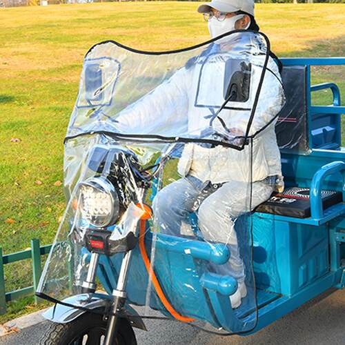 电动三轮车PVC挡雨板摩托车防风防水中控加宽2024安全可拆卸挡风