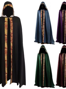 新款万圣节男士5色长斗篷中世纪教堂宽松礼服斗篷披风