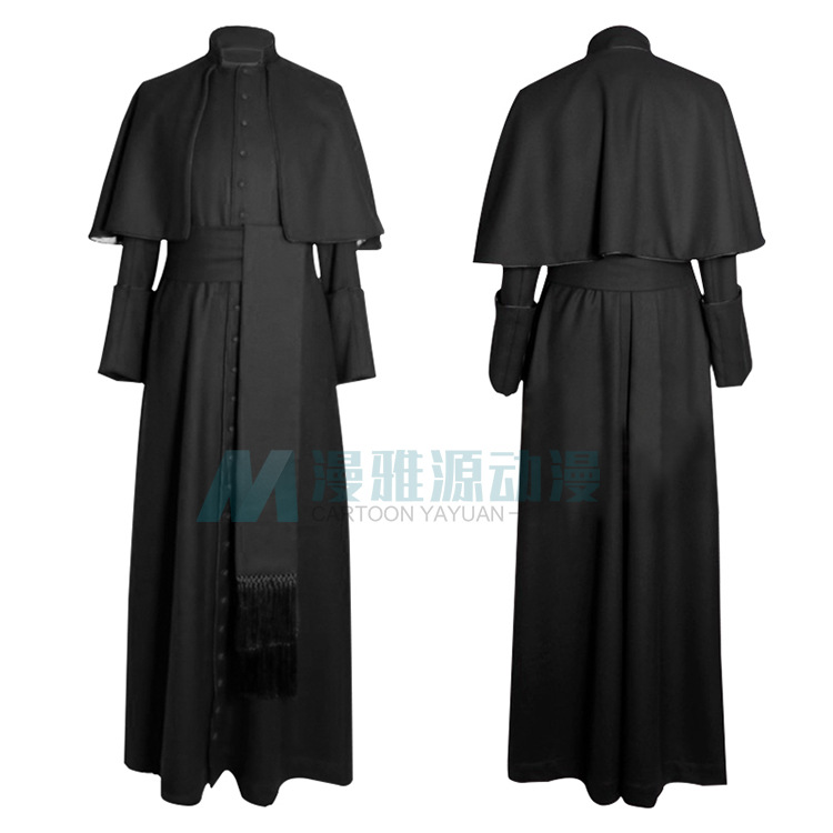 漫雅源新款教堂司祭神父服装万圣节主题派对角色扮演舞台演出服