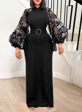 春季上新小立领蕾丝灯笼袖连衣裙 日常通勤气质一步裙 dress359