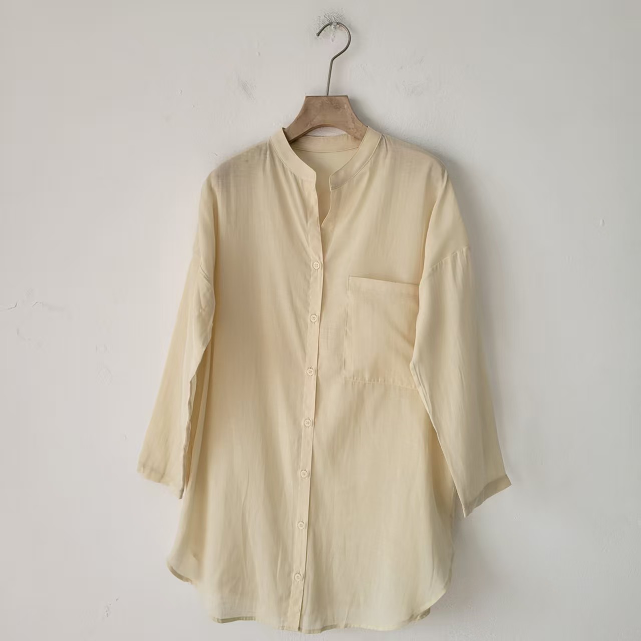 棉麻日单春季文艺中长款纯色气质衬衫女宽松休闲小衫显瘦日系上衣