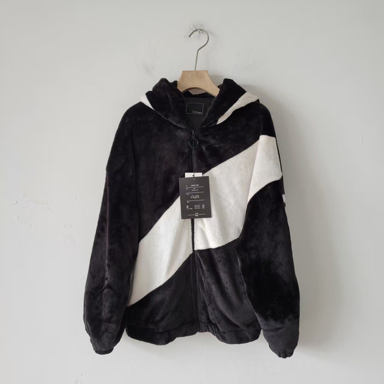 4款日单拼色连帽毛绒外套女宽松长袖保暖拉链毛皮草上衣棉衣,女装/女士精品,汉服上装,淘宝优惠券,粉丝福利购,淘宝优惠卷