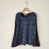 女套头圆领长袖 日单春秋季 通勤拼色针织衫 套头显瘦百搭撞色女上衣