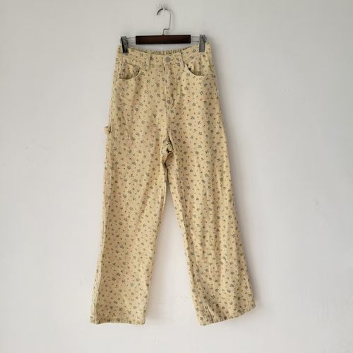 5款日单春秋季高腰哈伦裤女九分裤宽松通勤休闲裤浅黄色