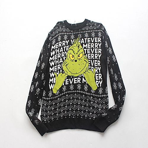 2色日单春秋季新款卡通印花毛衫