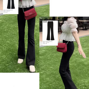 新款 2025春夏季 L女裝 女 顯瘦百搭彈力微喇叭休閑褲 長褲 修身 日單G