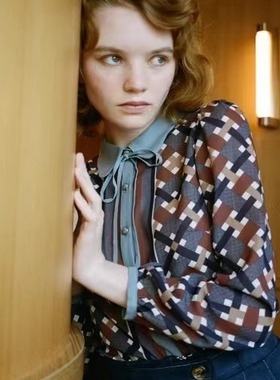 7590日元法式蝴蝶结系带长袖衬衫女2025秋季显瘦洋气时髦撞色衬衣