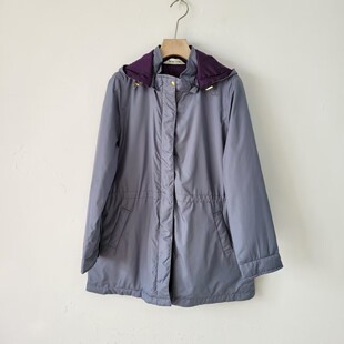 5款日单秋冬季通勤宽松连帽中长款棉服女灰色休闲保暖显瘦外套