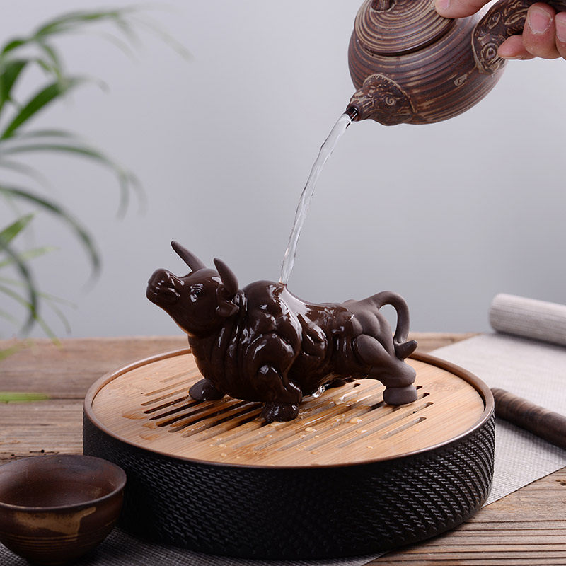 茶宠摆件精品可养纯手工紫砂牛功夫茶具配件陶瓷牛气冲天个性摆件,餐饮具,茶宠摆件,淘宝优惠券,粉丝福利购,淘宝优惠卷