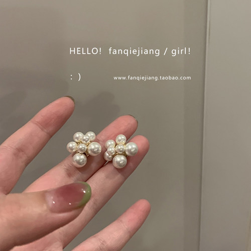 一只番茄酱气质高级感珍珠耳环