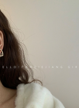 珍珠爱心拼接耳环耳钉2020年新款潮简约冷淡风ins风韩国气质网红