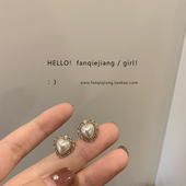 vintage复古巴洛克风法式 爱心耳环气质超仙耳钉女925银针