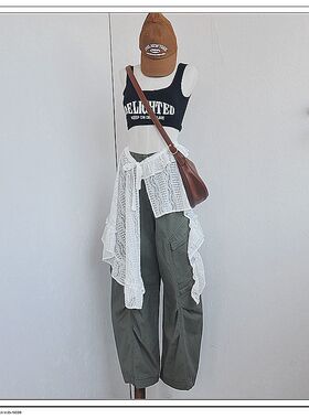 24新款设计感不规则蕾丝屁帘裙帘罩裙围裙叠穿系带一片式荷叶边