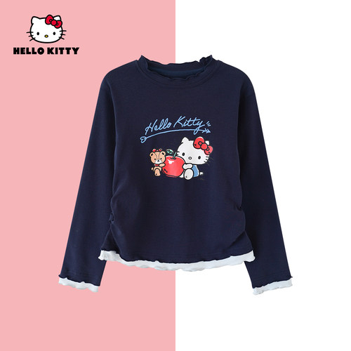 HelloKitty春季新款女童长袖T恤中大童休闲儿童打底衫AC6121MK648
