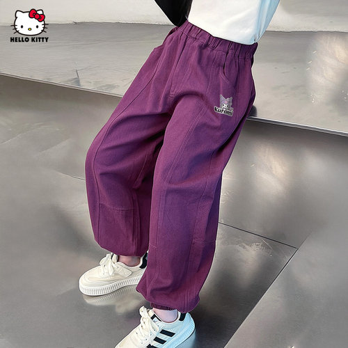 HelloKitty凯蒂猫库洛米联名款女童秋季休闲卫裤2025款宽松阔腿裤
