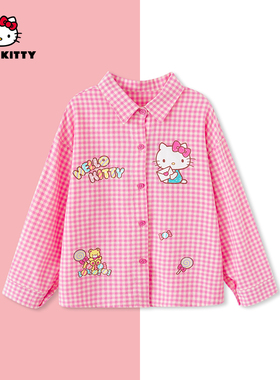 HelloKitty春季新款女童舒适休闲格子衬衫女宝上衣AC5125ZC305