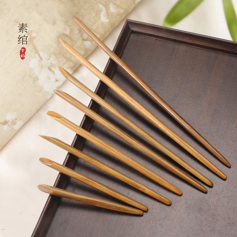 簪子绿檀古风盘发头饰发簪