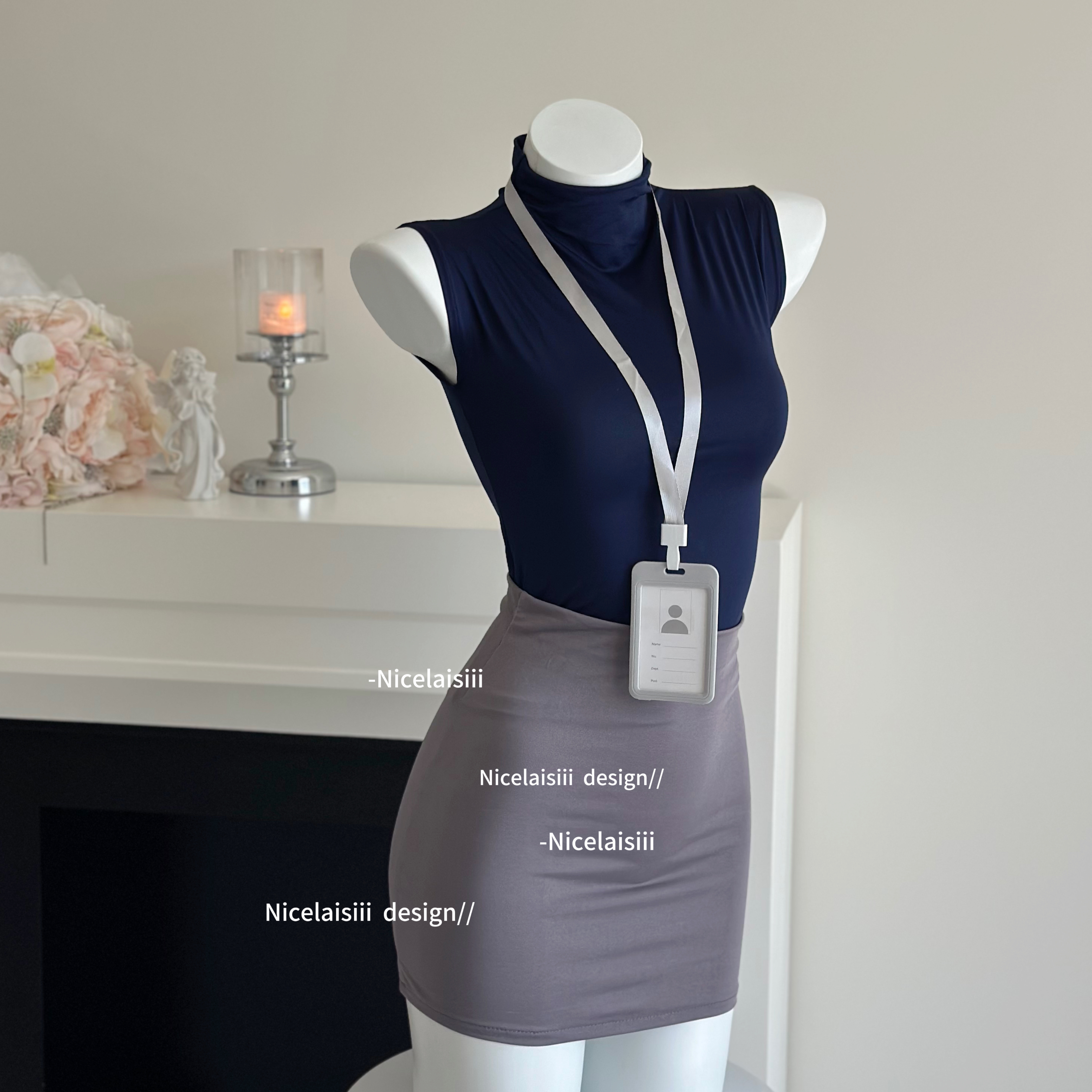 Nicelaisiii纯辣秘书 性感紧身辣妹包臀裙约会制服睡衣套装睡裙女