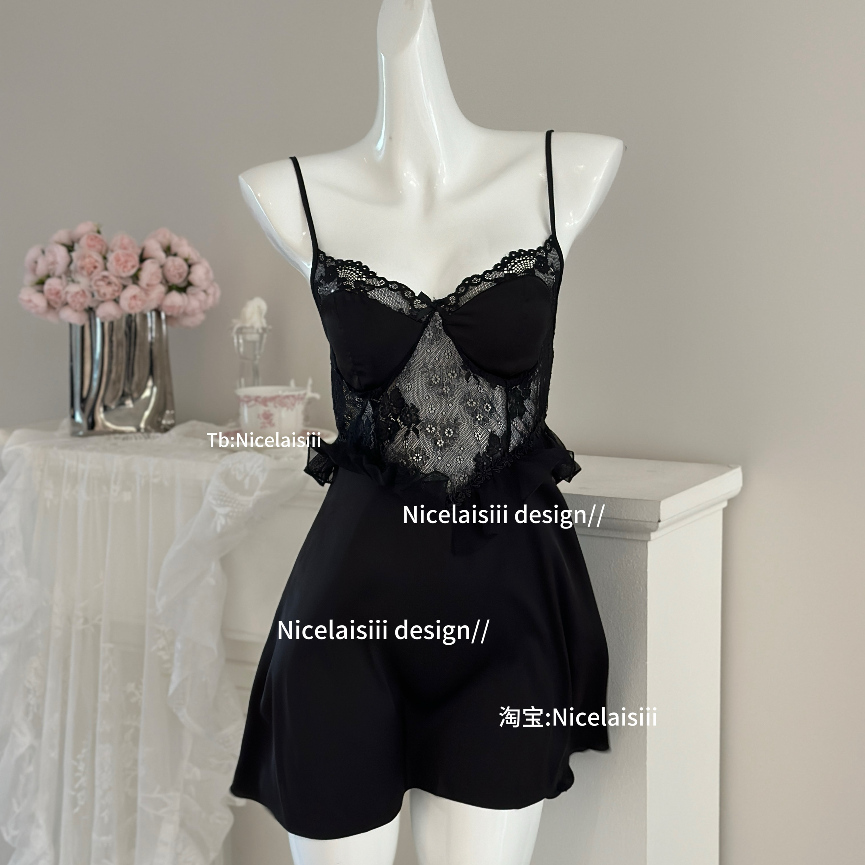 冰丝睡裙缎面小胸友好带胸垫性感