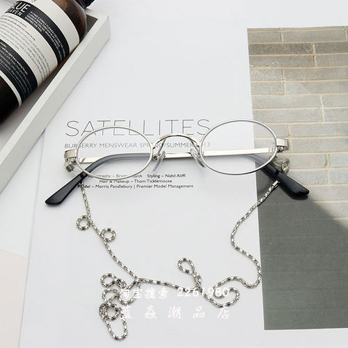 韩国网ins平光镜架小脸带链条