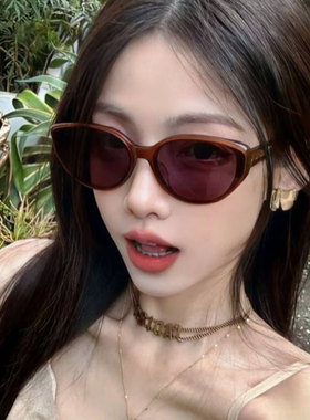 茶色猫眼墨镜女款高颜值显瘦眼镜