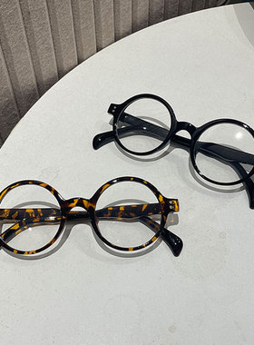 复古黑框圆形小框眼镜男潮个性文艺近视度数防蓝光玳瑁色素颜眼镜
